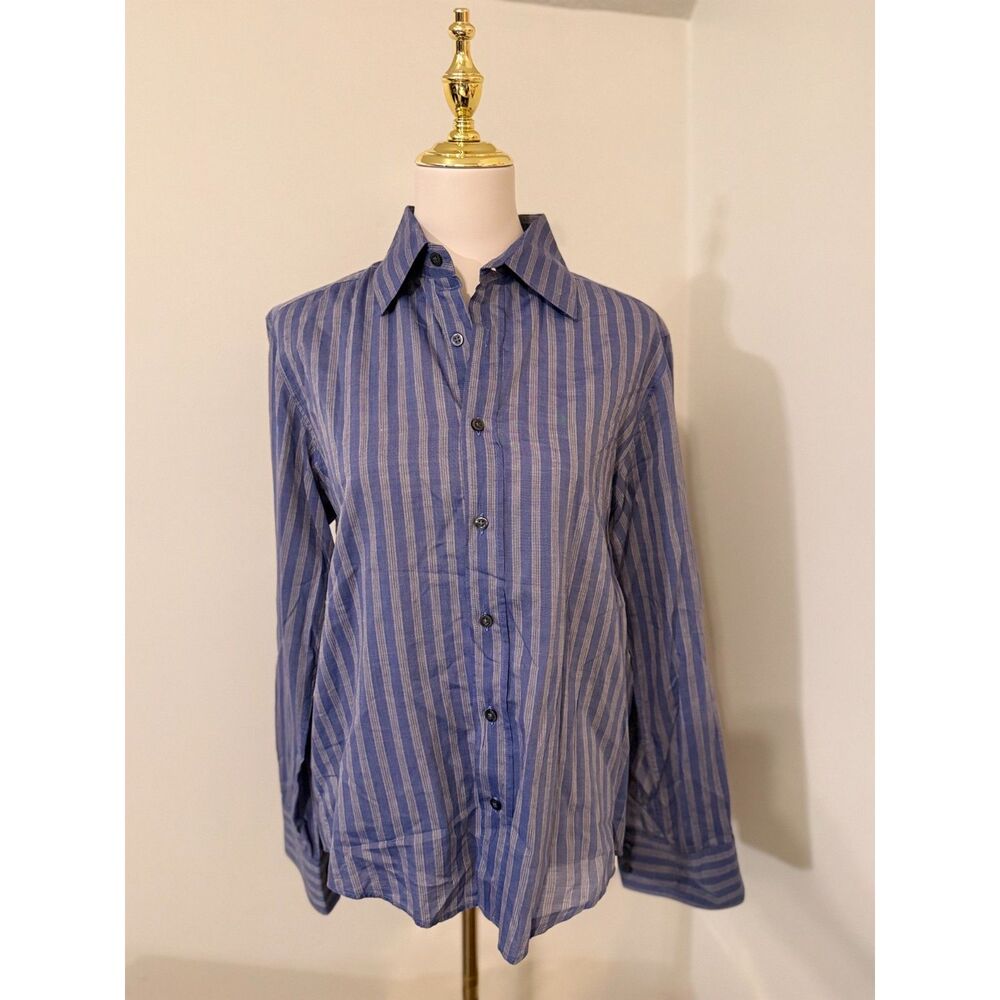 BOSS Orange Hugo Boss Blue Striped Cotton Button Down Shirt M